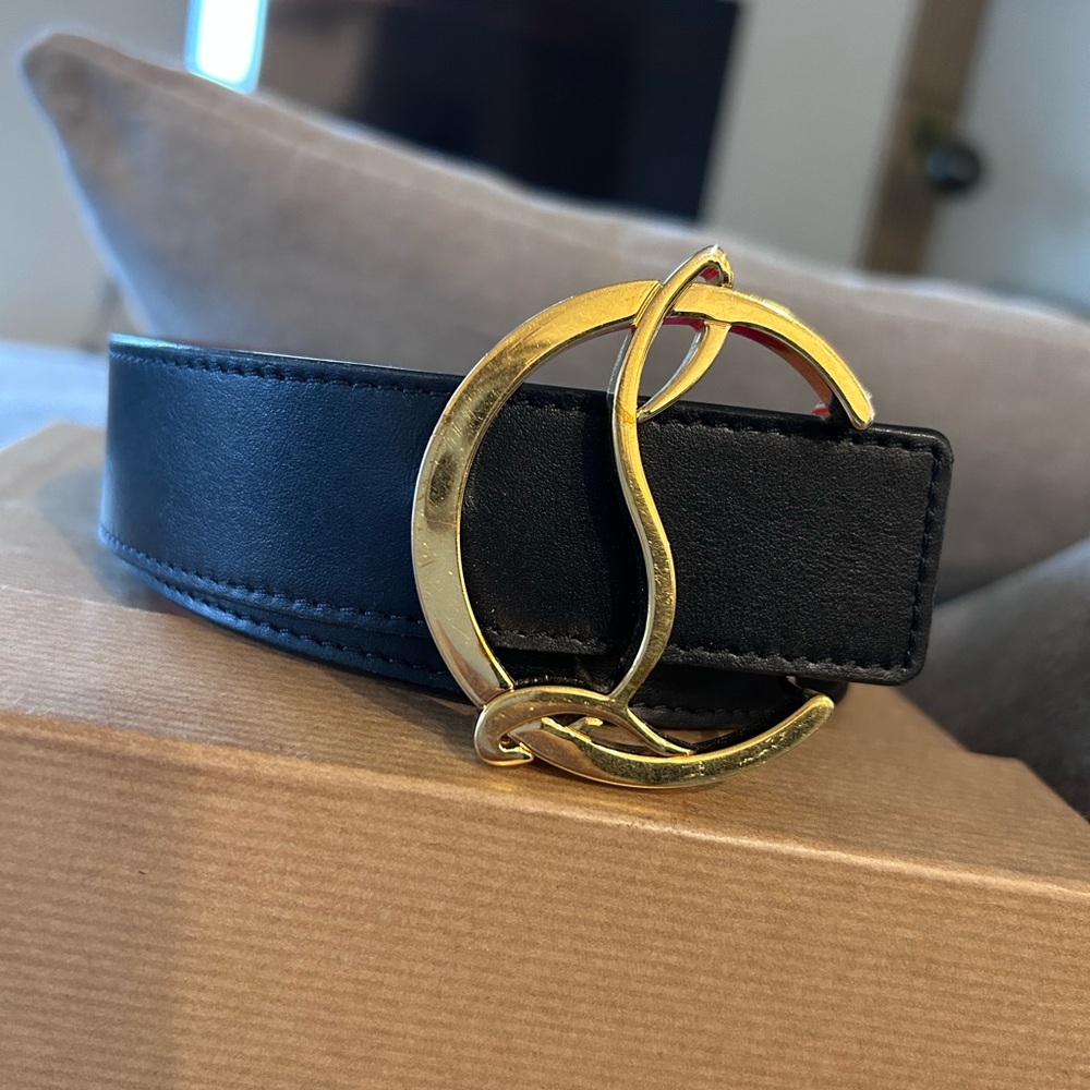 Chic Black Belt with Gold Buckle